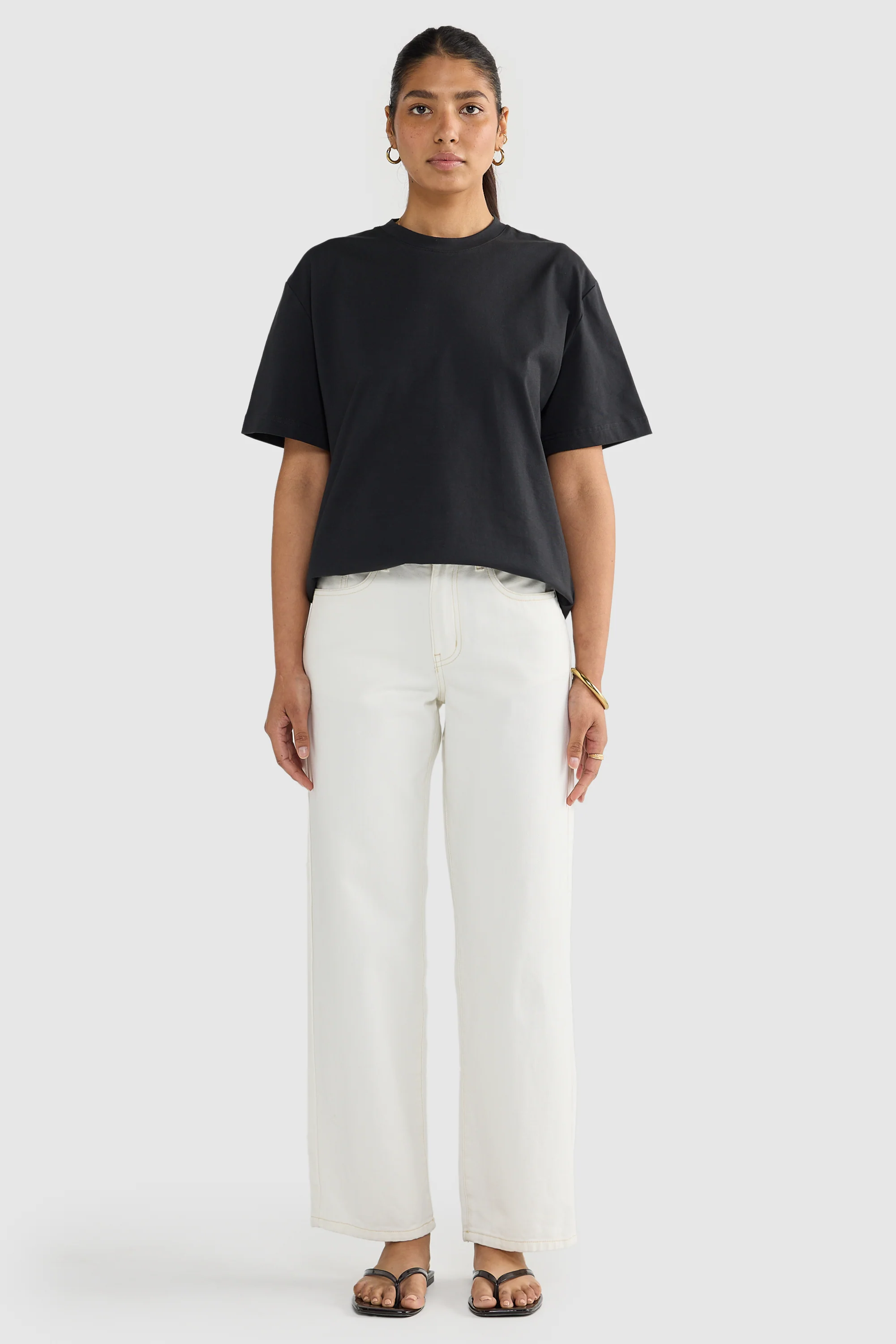 Womens Oversized T Shirt Washed Black - Image 2