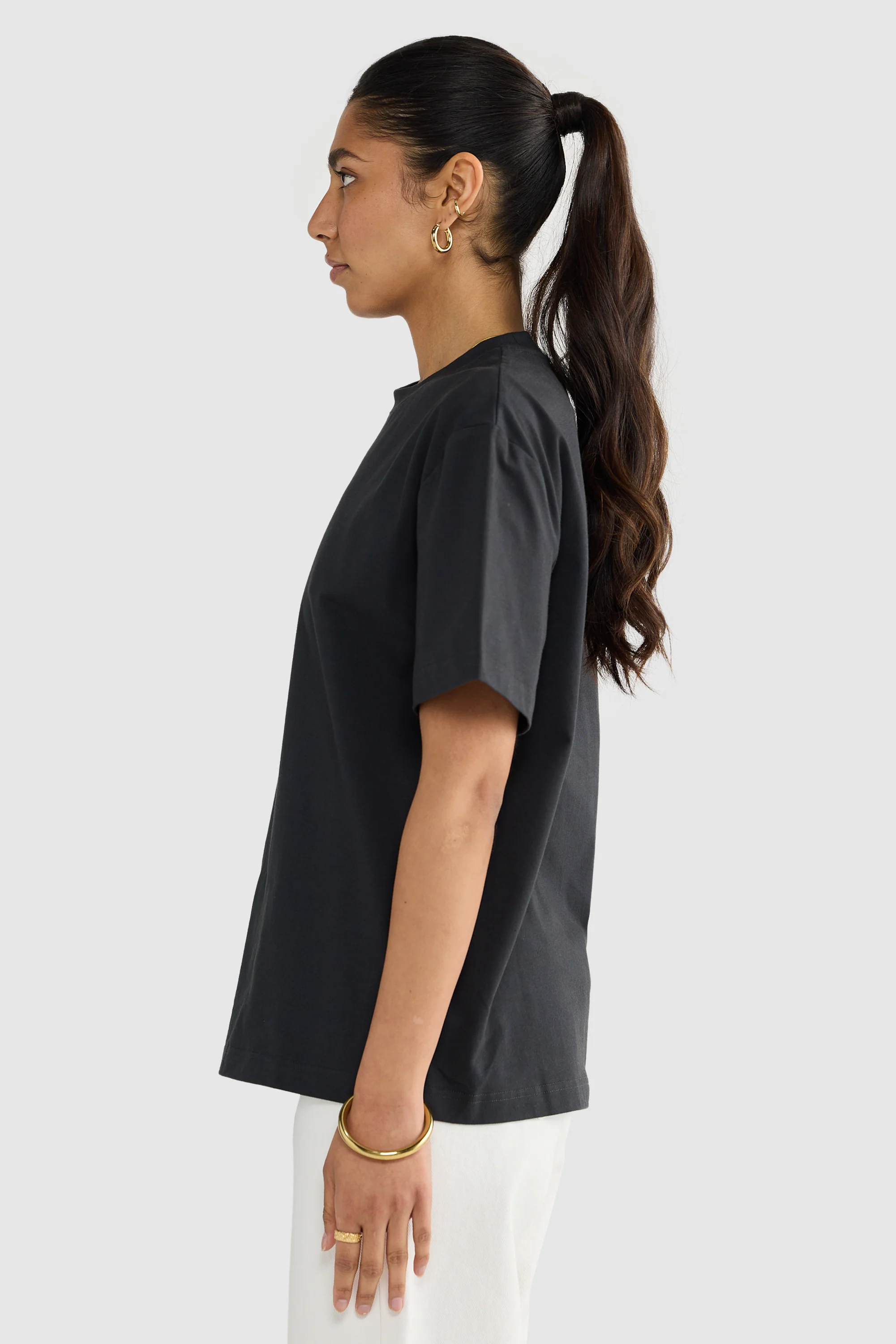 Womens Oversized T Shirt Washed Black - Image 3
