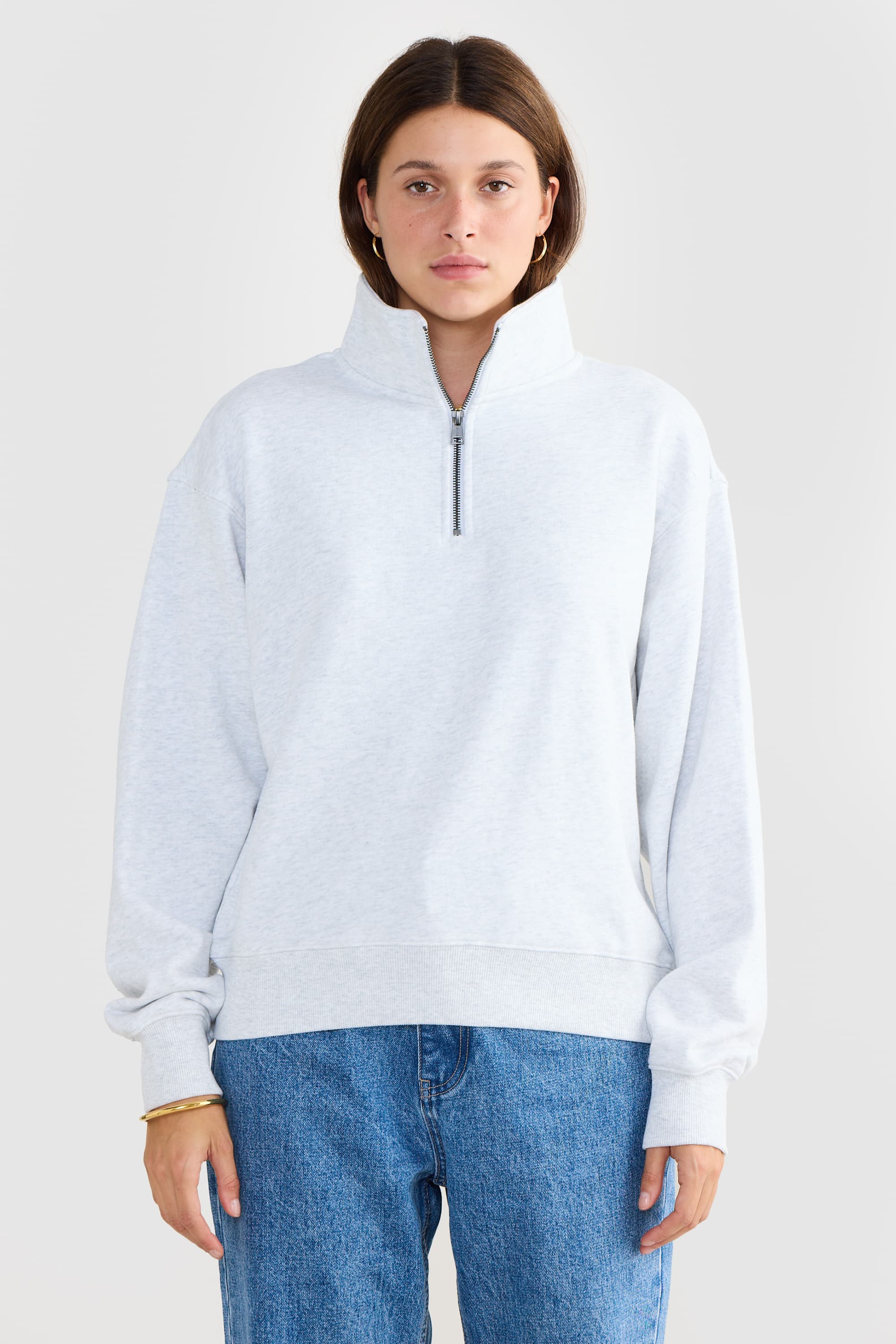 Quarter Zip White Marle
