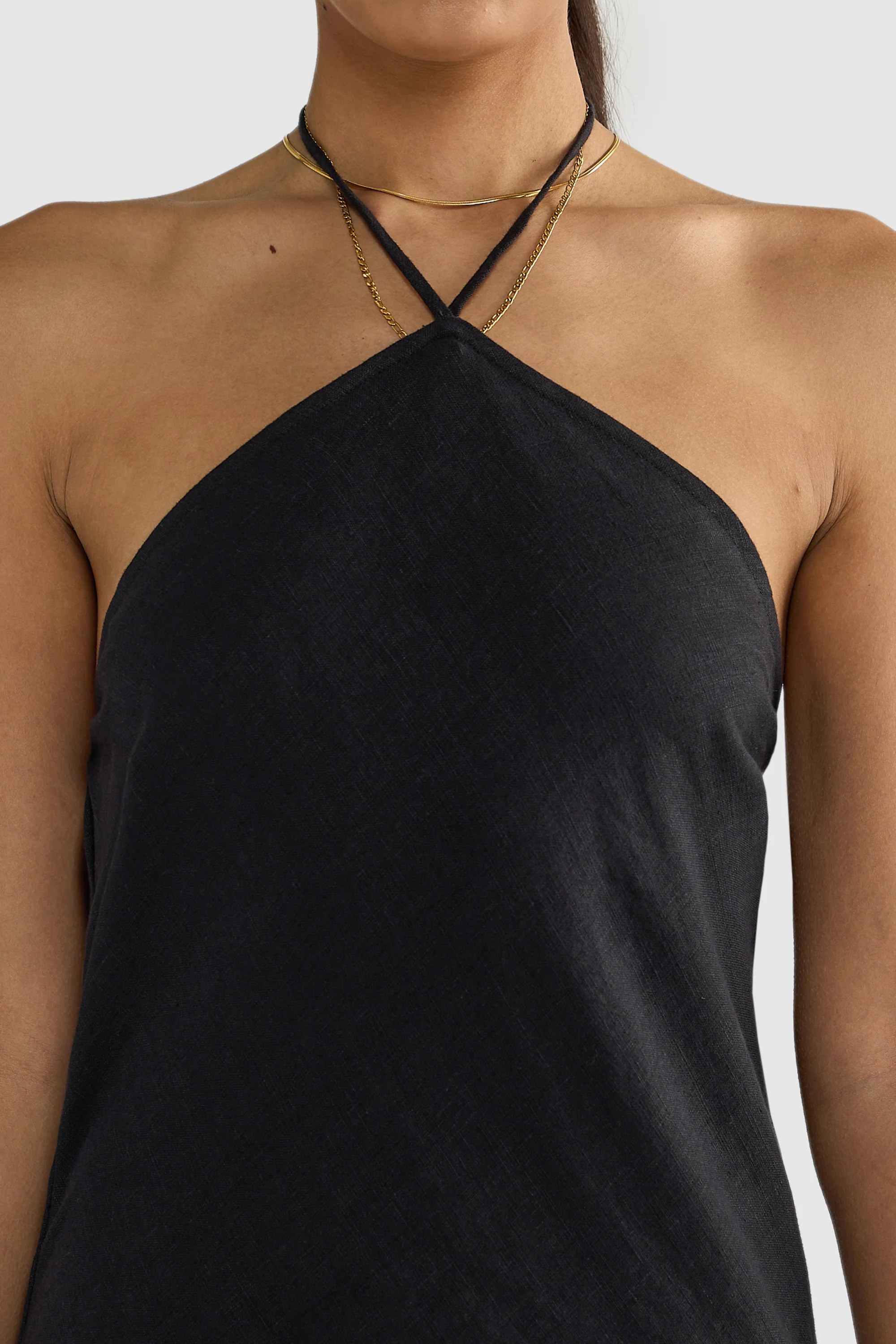 Zia Linen Bias Cut Dress Black - Image 6