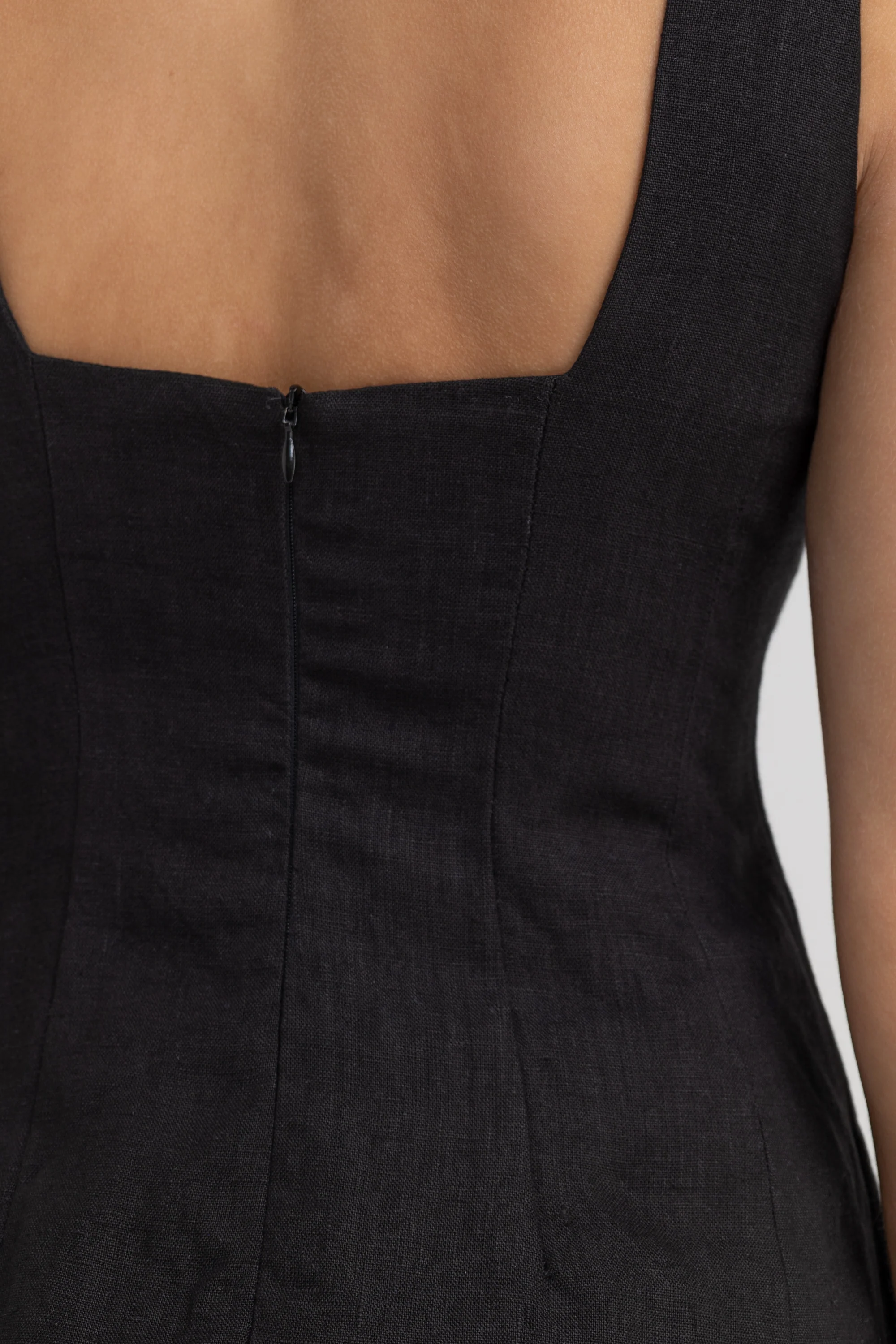 Zoey Linen Mini Dress Black - Image 8