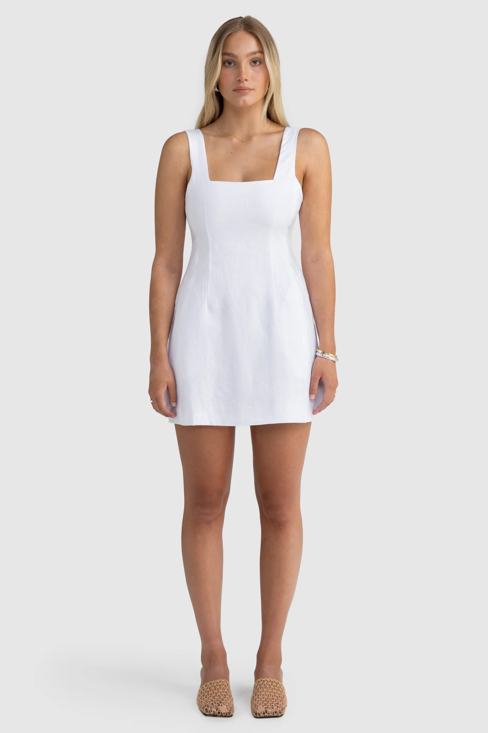 Zoey Linen Mini Dress White