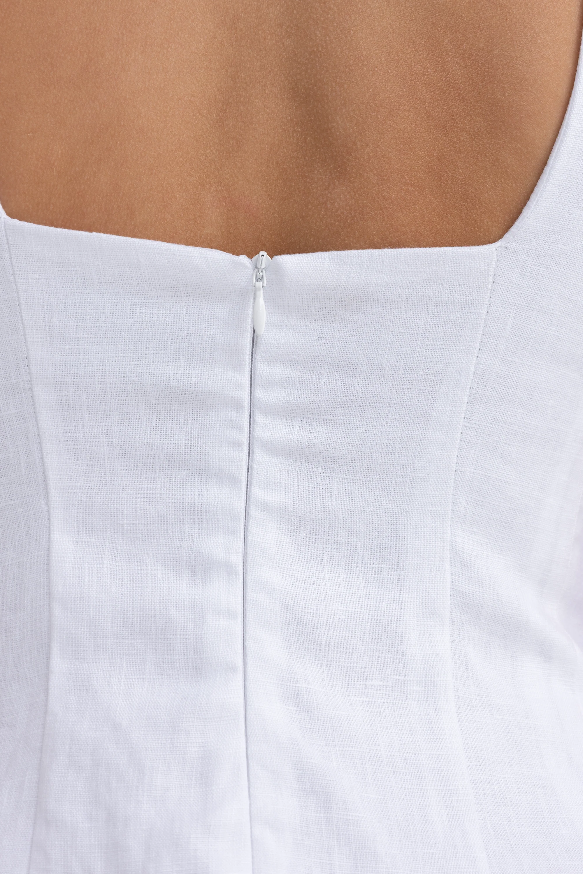 Zoey Linen Mini Dress White - Image 7
